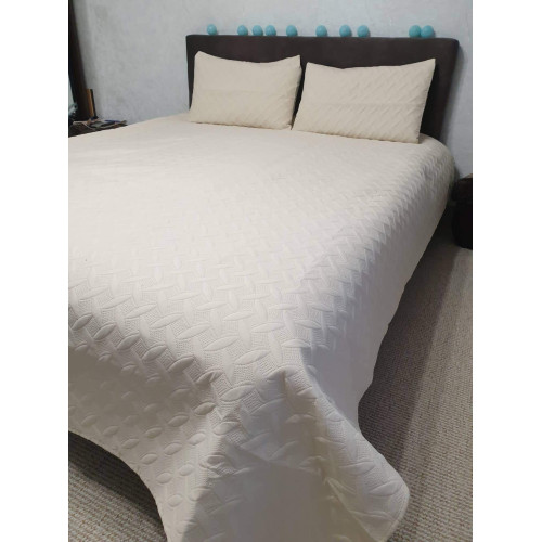 ПОКРИВАЛО  "VINTAGE" 220*240 СМ 1ШТ НАВОЛОЧКА 50*70 СМ 2ШТ -Крем